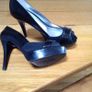 Guess Black Leather Peeptoe Platform Shoes size 6 Image 3
