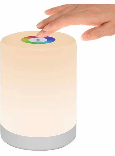 LED Night Light, Smart Bedside Table Lamp, Touch Control, Dimmable, USB Rechargable, Portable, Color Changing RGB for Kids, Bedroom, Camping (Warm White)