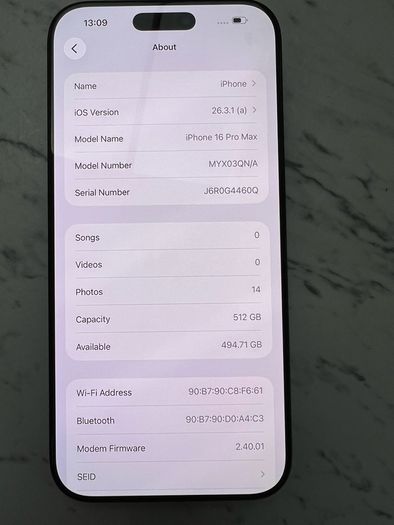 iphone 16 pro max - 512gb (read description)
