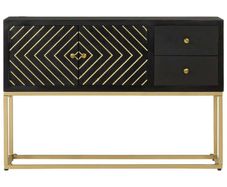 Sideboard Black and Gold 110x30x75 cm