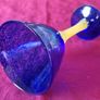 Murano Style Cobalt Blue And Yellow Glass Stemmed Goblet Image 4