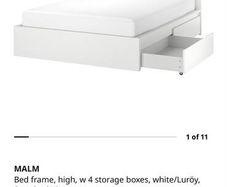 IKEA MALM King Size Bed Frame with 4 Storage Drawers ,Mattress , Like New