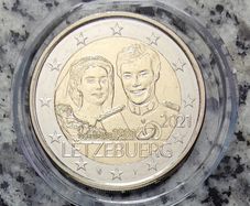 Luxembourg 2 Euro Base Metals Uncirculated Coin 2021 - 40th Wedding Anniversary of Grand Duke Henri and Grand Duchess Maria Teresa (Relief) - 2 Euro Commemorative Coin
