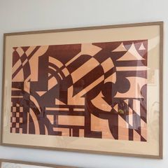 A0 Large Oak Frame Art Print Abstract Brown Wall hung