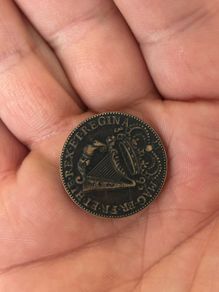 Reproduction coin William & Mary 1693 Halfpenny - Irish Coins original with big money