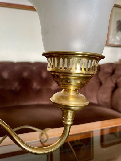 Vintage Repro Double Arm Student Library Desk Lamp Brass Finish 1970s