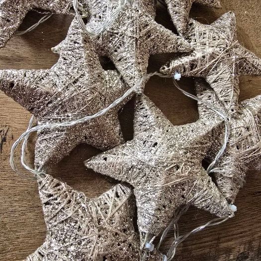 Christmas lights - gold glitter stars