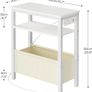 Narrow Side Table, Slim Bedside Table with Charging Station for Small Space, USB Ports and Power Outlet, 40 x 20 x 60 cm, for Living Room, White and Cream Image 8