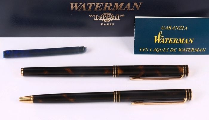 Waterman Ideal Fountain & Ballpoint Pen Set 18K Gold Nib Boxed