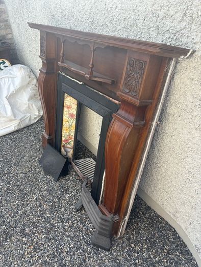 Fireplace Surround with Cast Iron Insert and Tiles