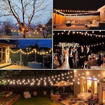 NEW | LED Outdoor String Lights Mains Powered with Plastic Bulbs, 30FT Garden Patio String Lights Outdoor Festoon Lights with 16 1 E12 Bulbs for Indoor & Outdoor Decor Wedding Patio Cafe Party