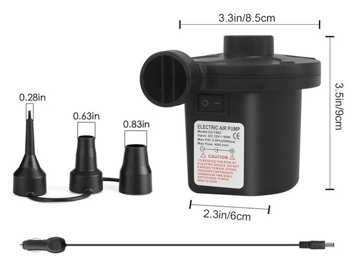 NEW SALE | Electric Pump for Inflatables with 3 Nozzles, AC 240V/DC 12V 50W High Power Electric Air Pump for Air Bed Mattress Inflatables Paddling Pool Beach Toys, Fill Inflator