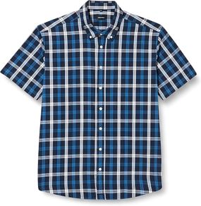 Seidensticker Men's Regular Fit Short Sleeve Shirt, Checked Dark Blue, Size L
