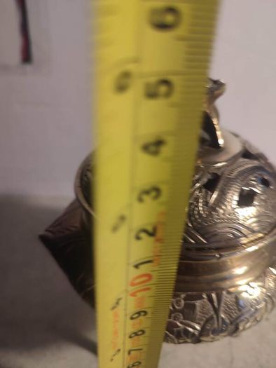 Vintage Tri Leg Incense Burner  Lidded Metal / Brass Chinese Marked   Old  Ceremonial/ Meditation  Clearing Energy/ Purification Ritual