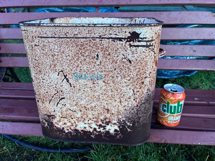 Vintage enamel bread bin