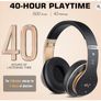6S Wireless Headphones Over Ear,[40 Hrs Playtime] Hi-Fi Stereo Foldable Wireless Stereo Headsets with Built-in Mic,Volume Control, FM (Black & Gold) Image 4
