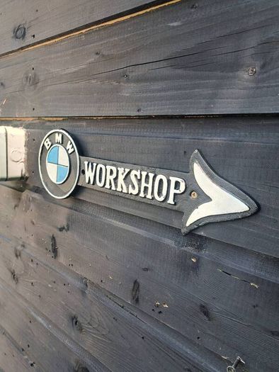 bmw workshop  cast iron sign