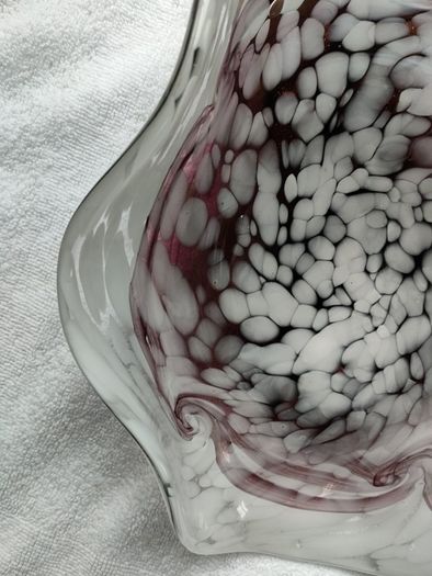 Hand blown curved glass dish