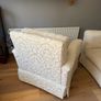 Cream and white floral armchair Image 10