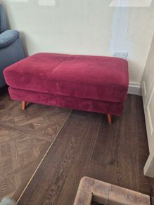 Burgundy Velvet Footstool