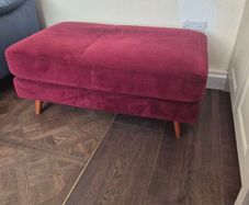 Burgundy Velvet Footstool