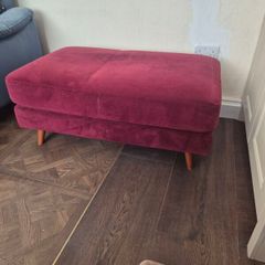 Burgundy Velvet Footstool