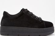 Velveteen Ribbon Lace Up Trainers - black
