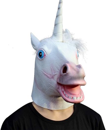 Unicorn High quality latex mask - Eye holes to see better - Artificial mane