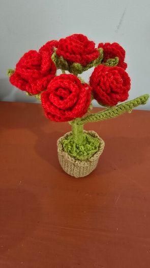 Handmade Crochet Rose Plant