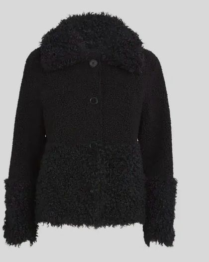 Maje black curly faux fur  jacket