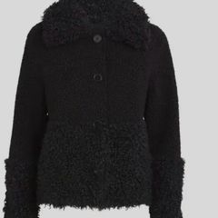 Maje black curly faux fur  jacket