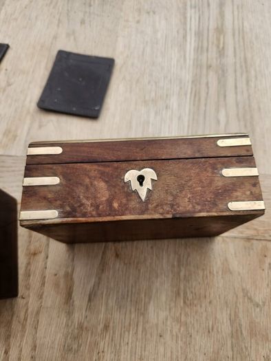 Superb boxes . mother of pearl ...brass . Epns. etc
