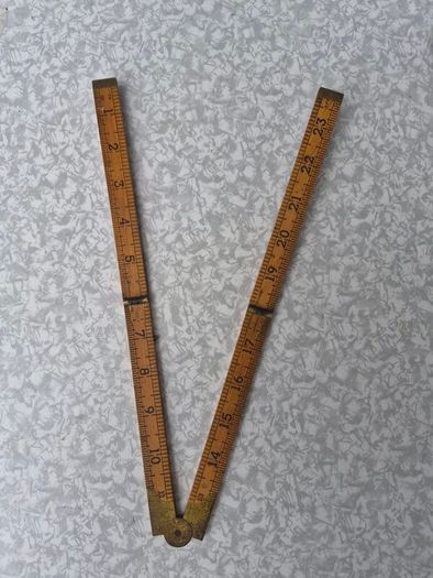 Antique 24 2FT Wood & Brass Pocket Ruler No. 25P