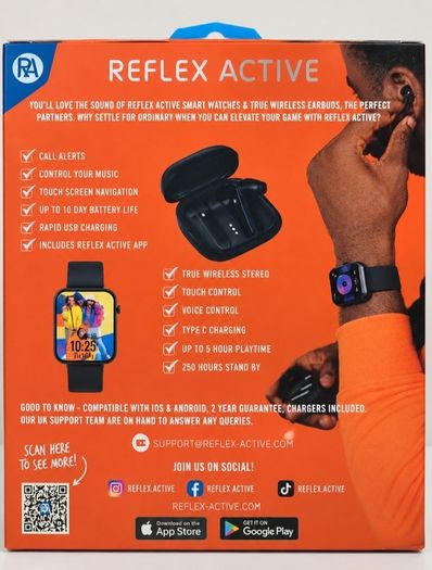 Reflex Active Smart Watch & Wireless Earbuds Set, Brand New & Sealed