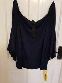 Joanna Hope Bardot Neckline Navy top NEW