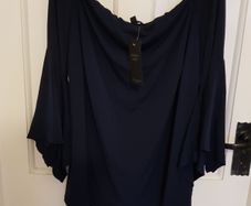 Joanna Hope Bardot Neckline Navy top NEW