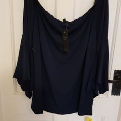 Joanna Hope Bardot Neckline Navy top NEW
