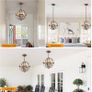 Pendant Light Industrial Globe Farmhouse Lighting Vintage Chandelier Spherical Hanging Ceiling Fixture for Kitchen Island Dining Table E14 Bronze 3 Light Image 5