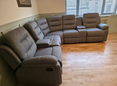 New Apollo Grey Fabric Corner Sofas