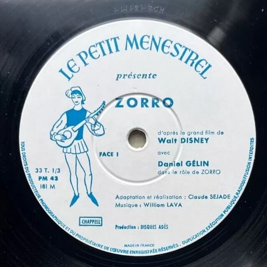 Daniel Gelin - Zorro D'apres Le Grand Film De - WALT DISNEY 1959 French Book + 10" Vinyl
