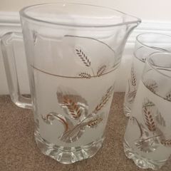Cerve Glass Covetro Gold Wheat Set Made in Italy c1950s