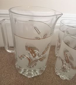 Cerve Glass Covetro Gold Wheat Set Made in Italy c1950s