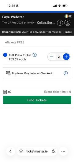2 x Faye Webster Tickets Dublin