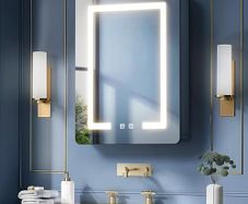 Bathroom Mirror Cabinets with Led Lights, Aluminum Alloy Wall Mounted Bathroom Cabinet Led Bathroom Mirror, 3 Colors Anti Fog, Adjustable Shelves, Touch Sensor, Concealed Storage