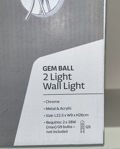 2 Brand New Chrome Gem Ball Wall Lights from Woodies