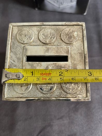 Vintage Silver Plated Cube Bank/ Money Box