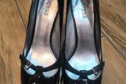 GUESS Black Patent Peep Toe Heels