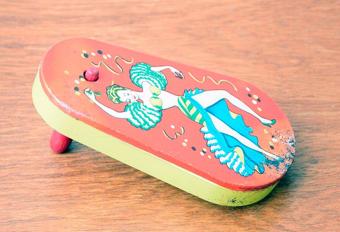 Vintage Can Can Tin Toy Noisemaker