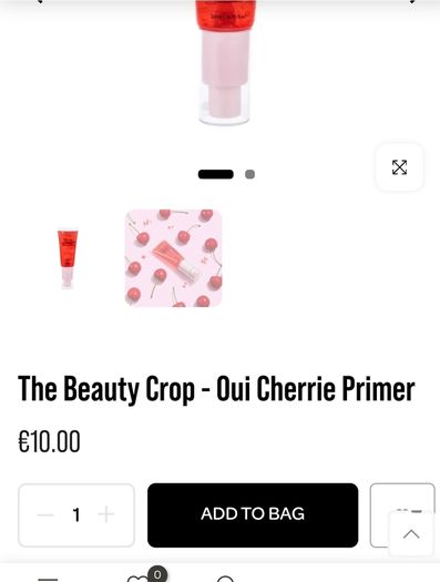 RRP10e The Beauty Crop - Oui Cherrie Primer. 20ml Plastic covered and sealed. 4e each