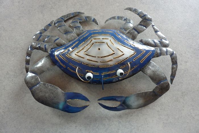 Blue Metal Mosquito Coil Holder Crab